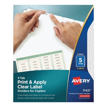 AVERY DENNISON Printable Index Dividers, 5 White Tabs 11421